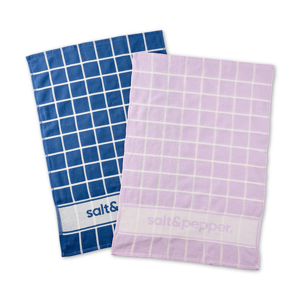 Salt & Pepper Signature Tea Towel 45x75cm - Set of 2 Petrol & Lilac