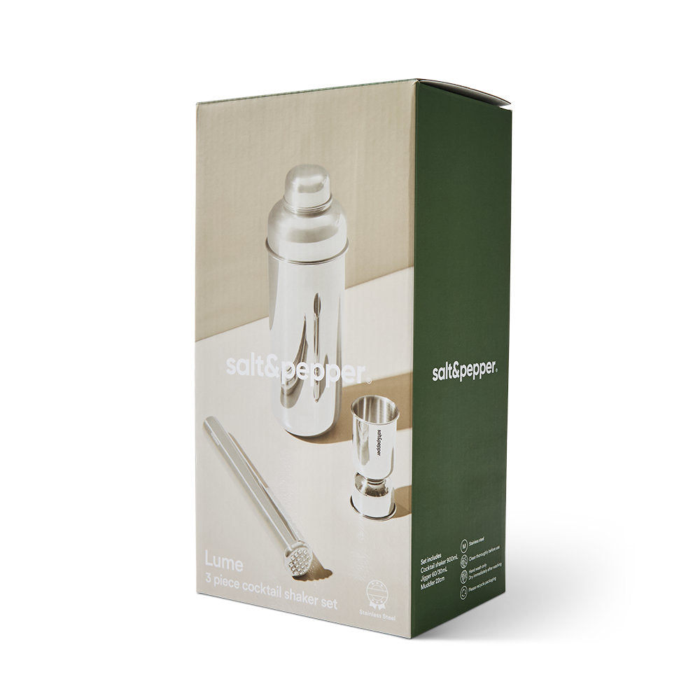 Salt & Pepper Lume Cocktail Shaker 3 Piece Set