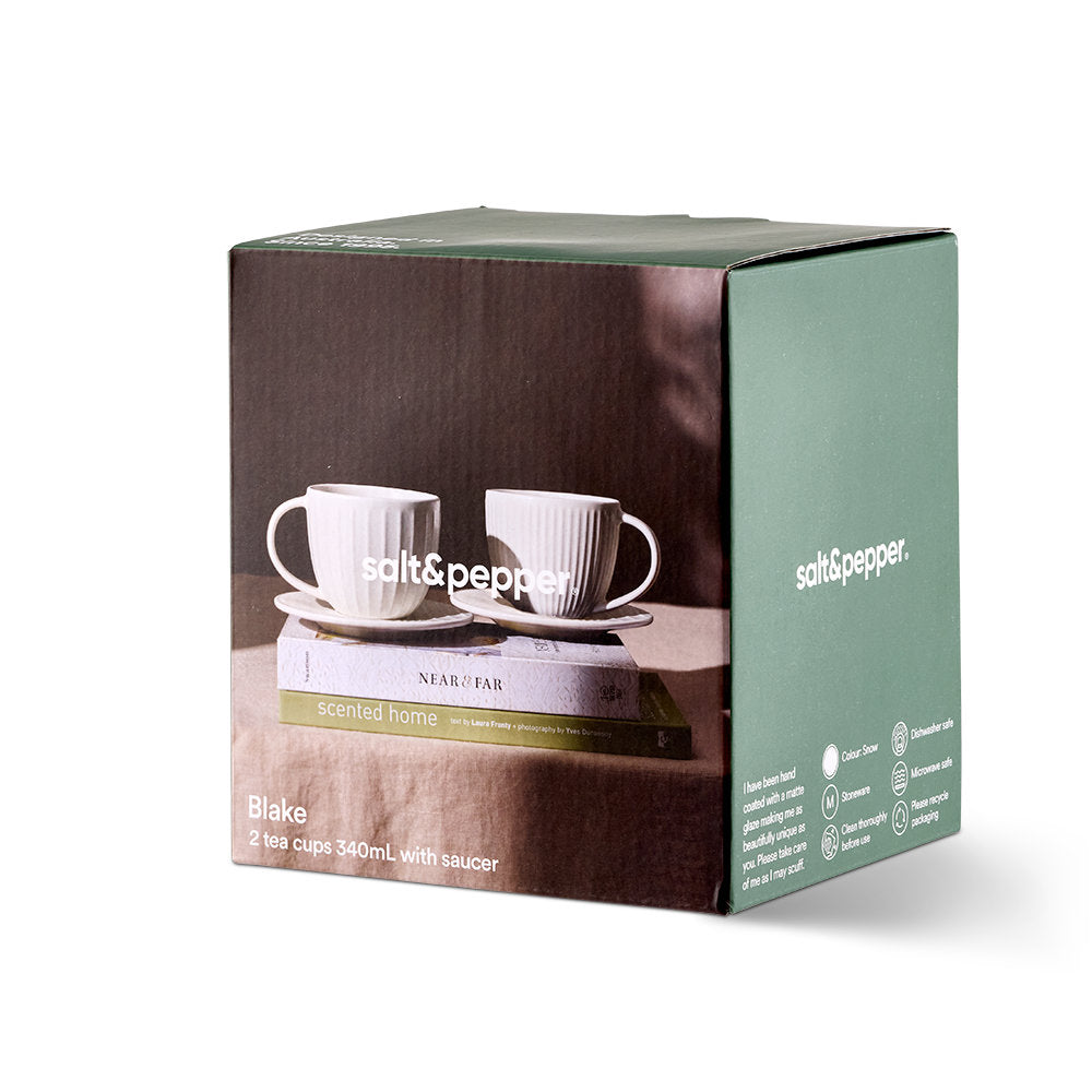 Salt & Pepper Blake Teacup & Saucer 400ml Set of 2