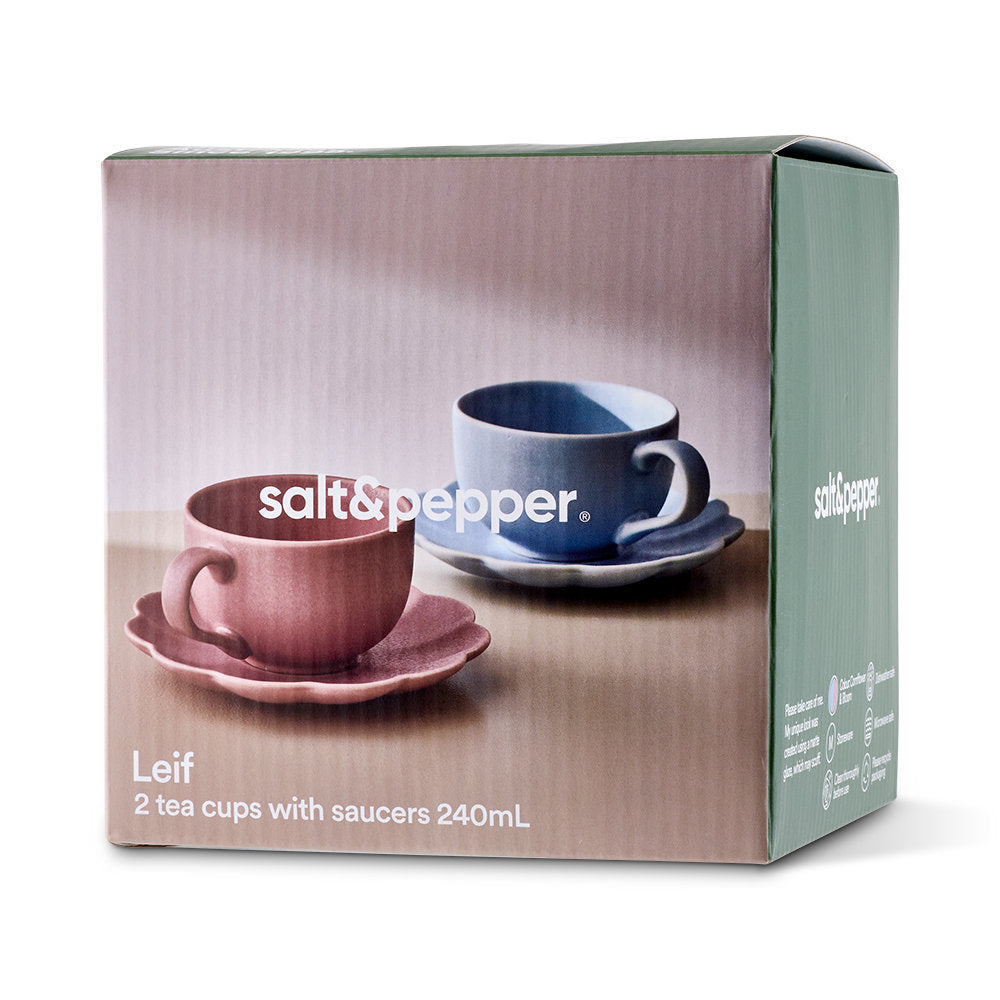 Salt & Pepper Leif Teacup & Saucer Set of 2 240ml