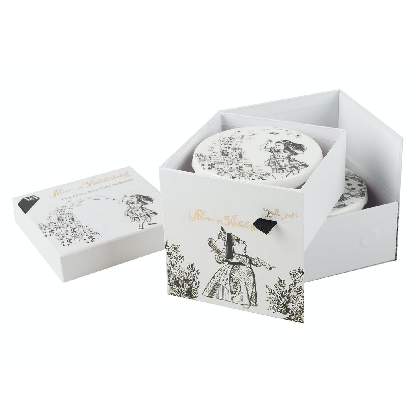 Mikasa x V&A Alice In Wonderland Set of 2 Mini Cake Pedestals 10cm