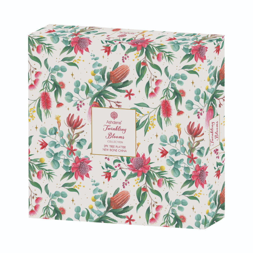 Ashdene Twinkling Blooms 2 Piece Tree Platter