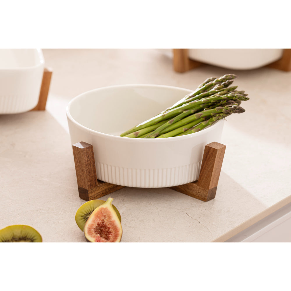 Ladelle Alto Oven To Table 23cm Round Rib Bowl With Trivet