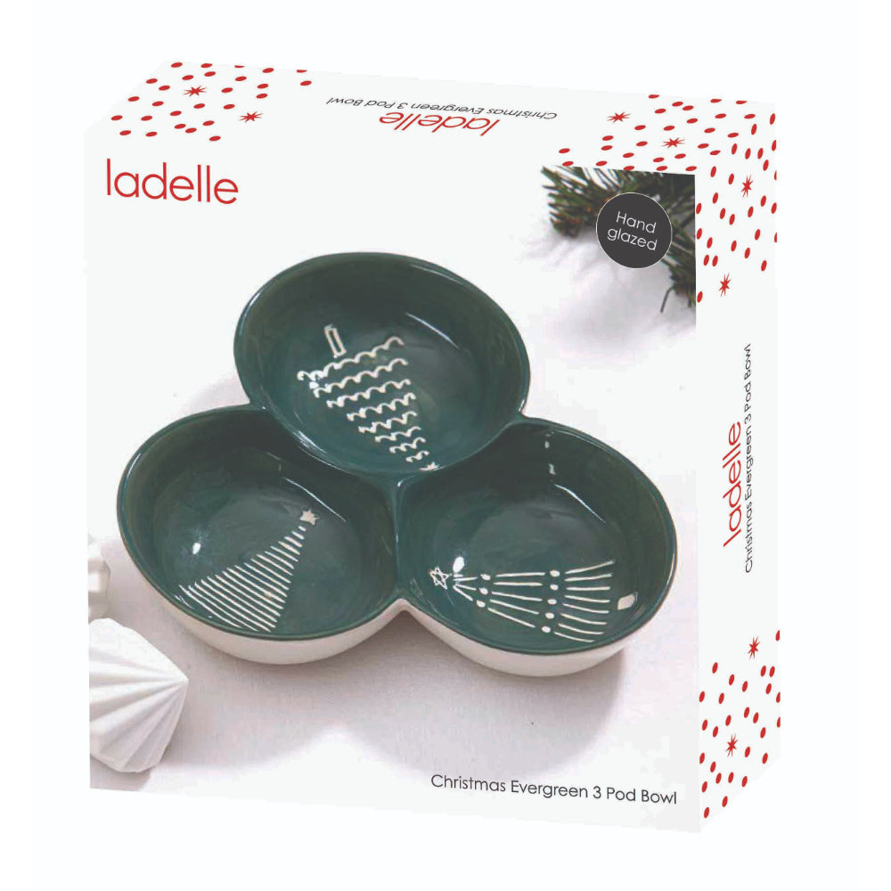 Ladelle Christmas Evergreen 3 Pod Bowl
