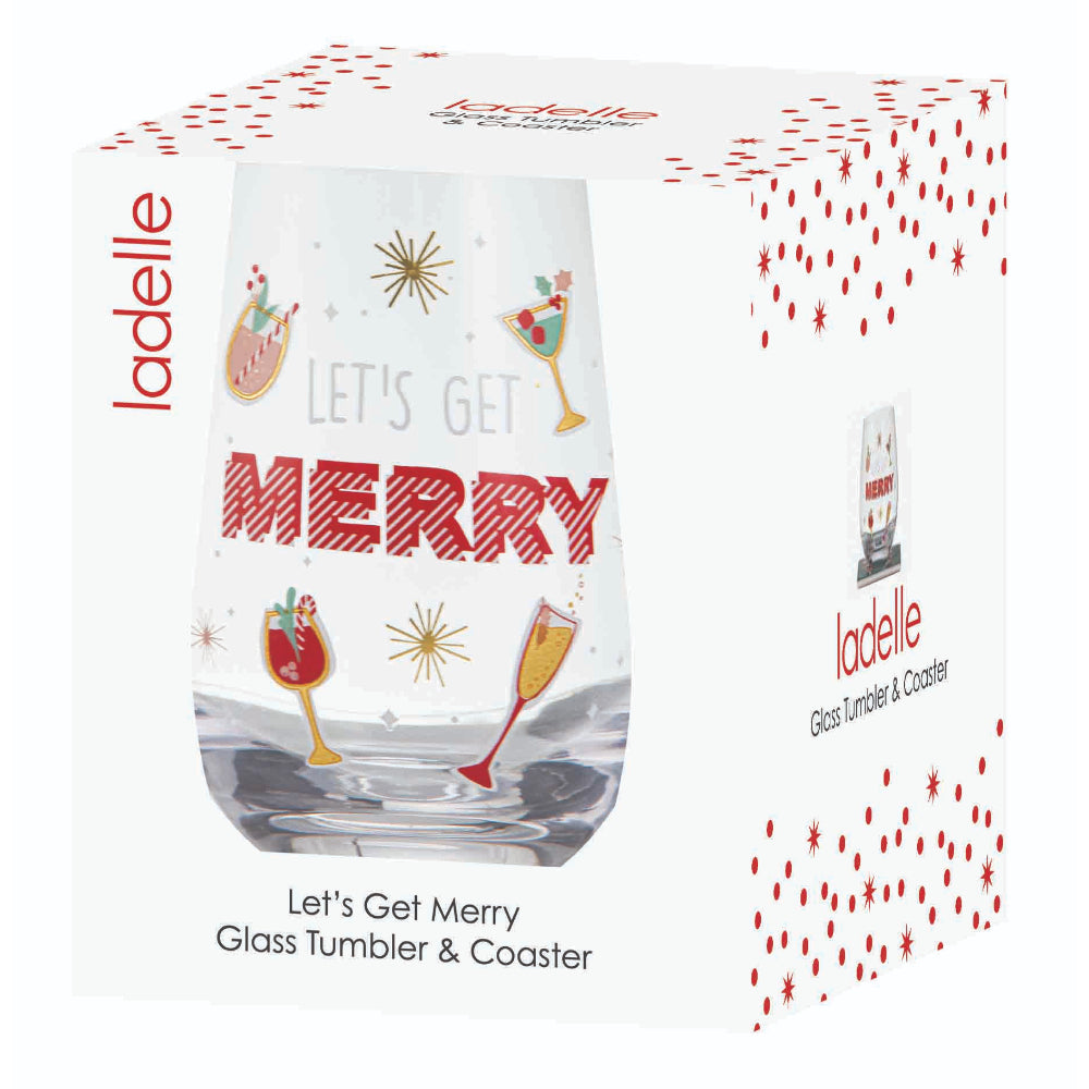 Ladelle Lets Get Merry Glass & Coaster Set