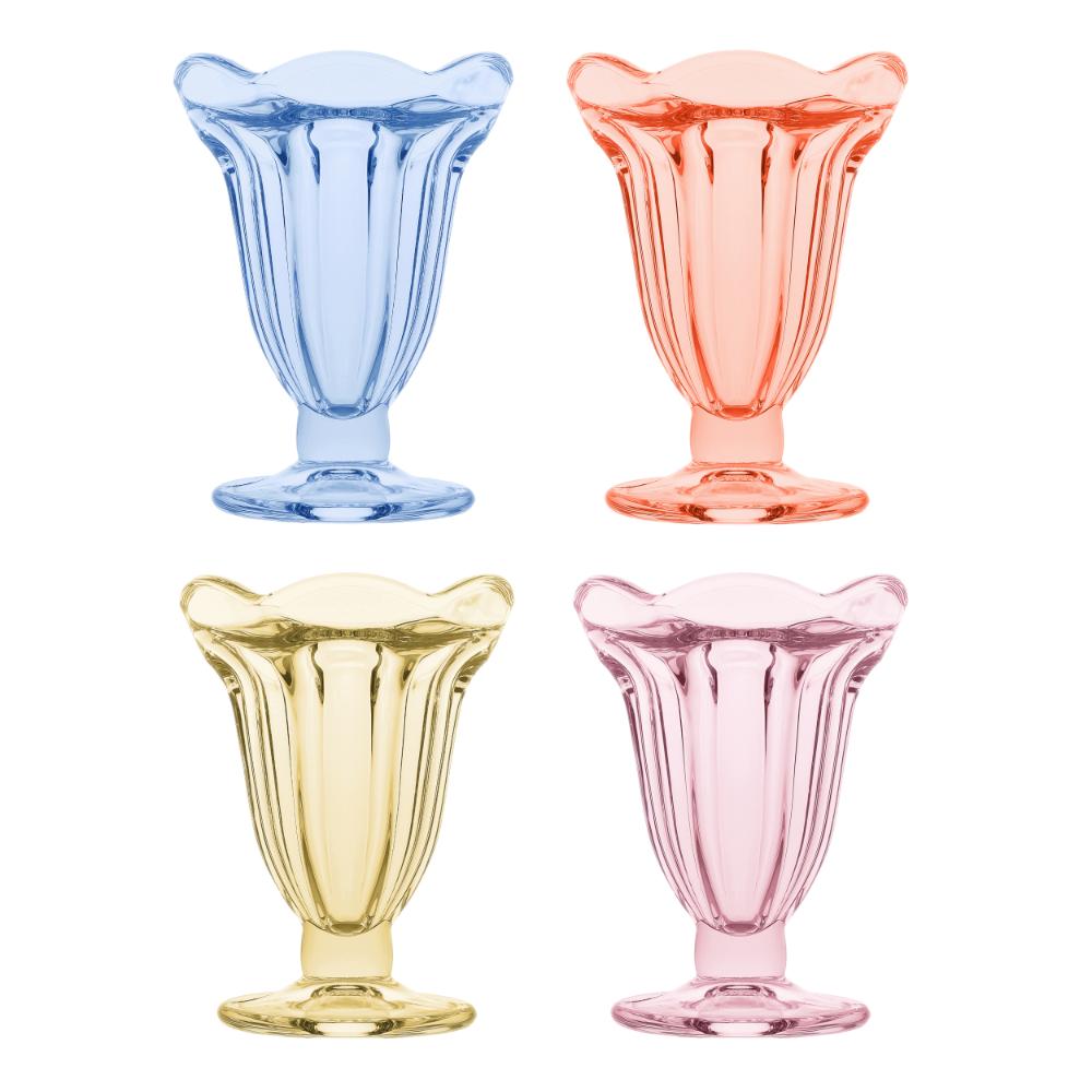 Porto Dessert Set of 4 Sundae Glasses assorted colours