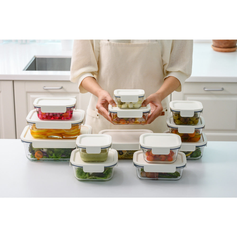 Locknlock Clear Glass White Square Container 500ml