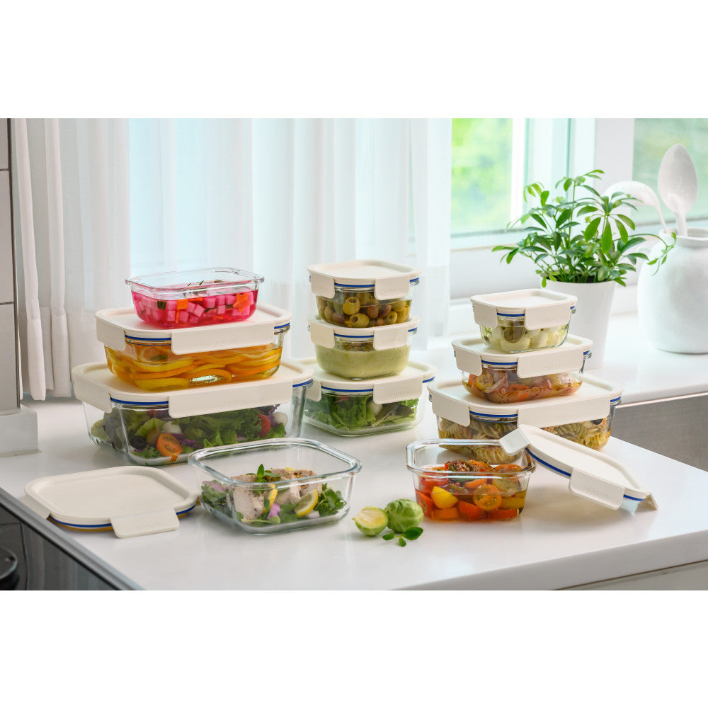 Locknlock Clear Glass White Square Container 750ml