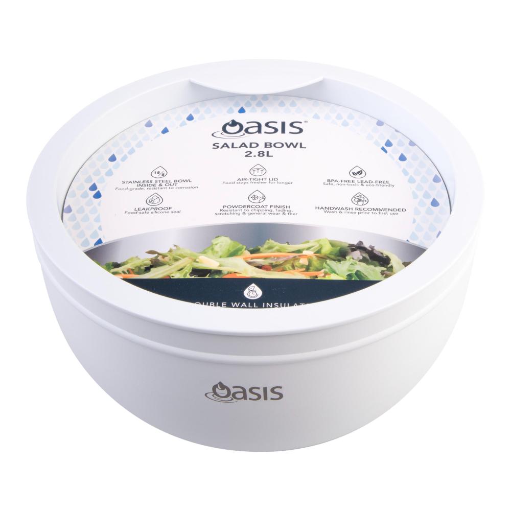Oasis Stainless Steel Double Wall Salad Bowl with Lid 2.8L