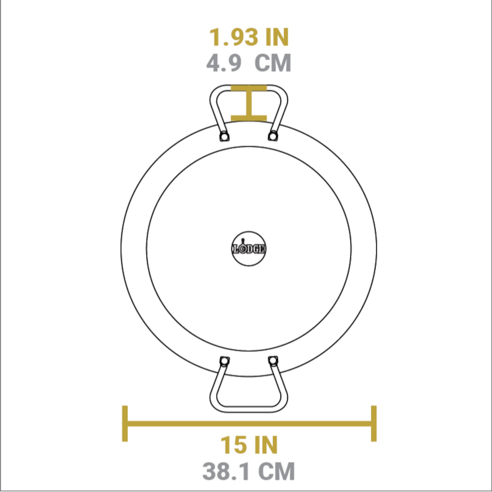 Lodge 15 Inch Seasoned Carbon Steel Dual Handle Pan