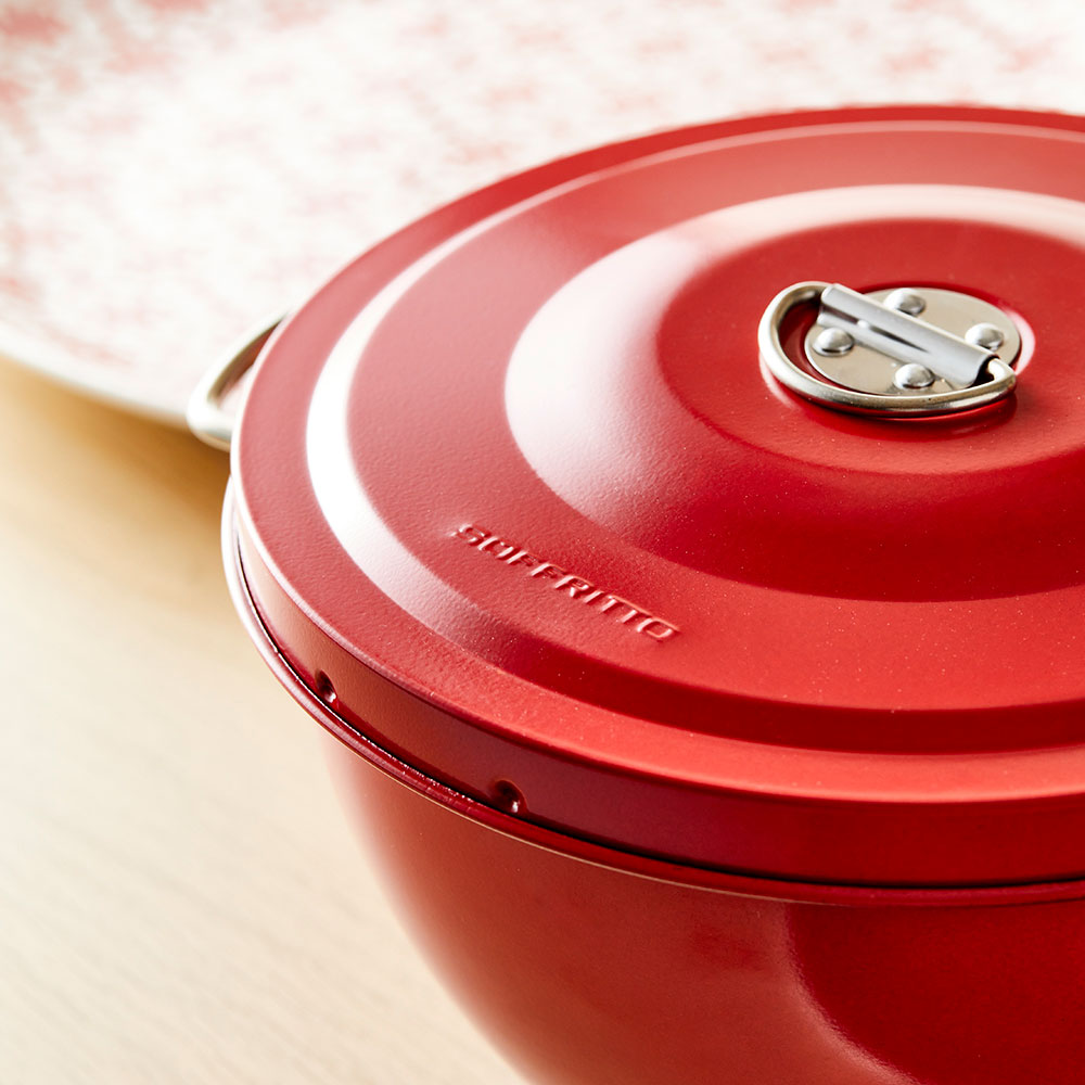close up of red pudding steamer