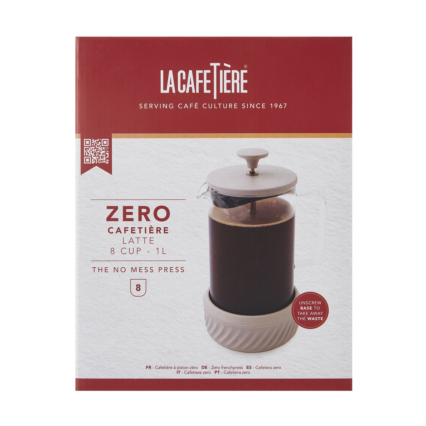 La cafetiere Zero Eight Cup Glass Cafetiere