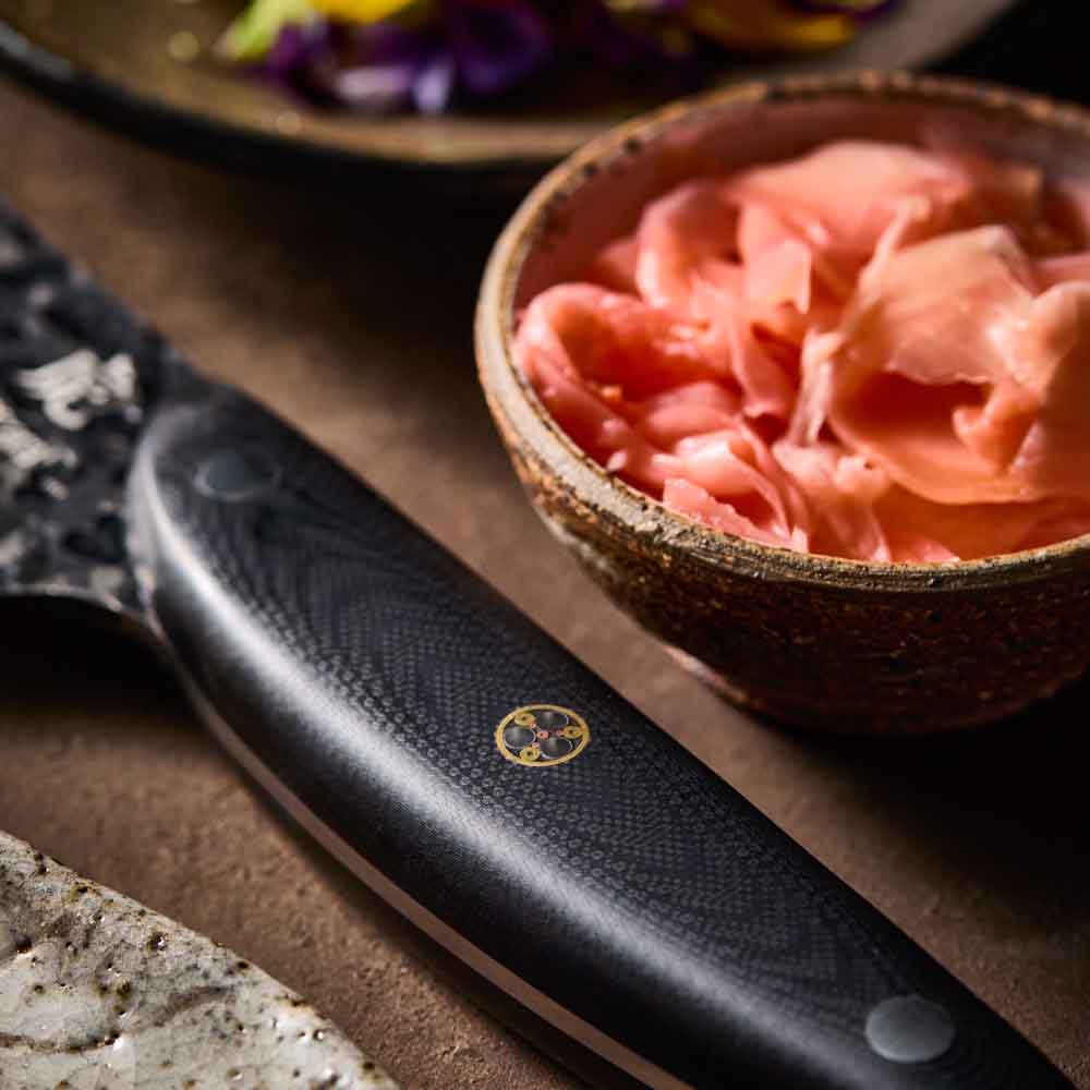 Baccarat KUROI KIBA Santoku Knife 14cm detail image of handle at Robins Kitchen