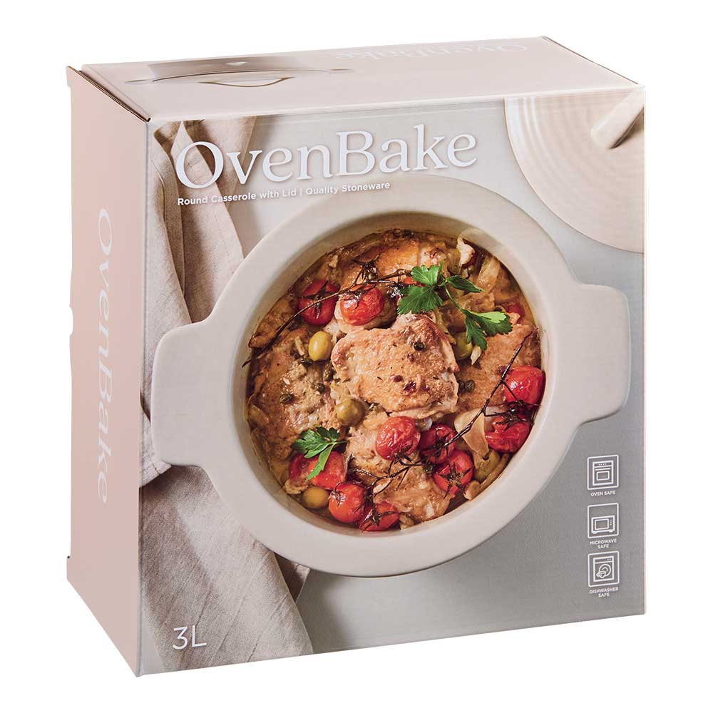 OvenBake Casserole Dish with Lid 3L Oat Cream at Robins Kitchen