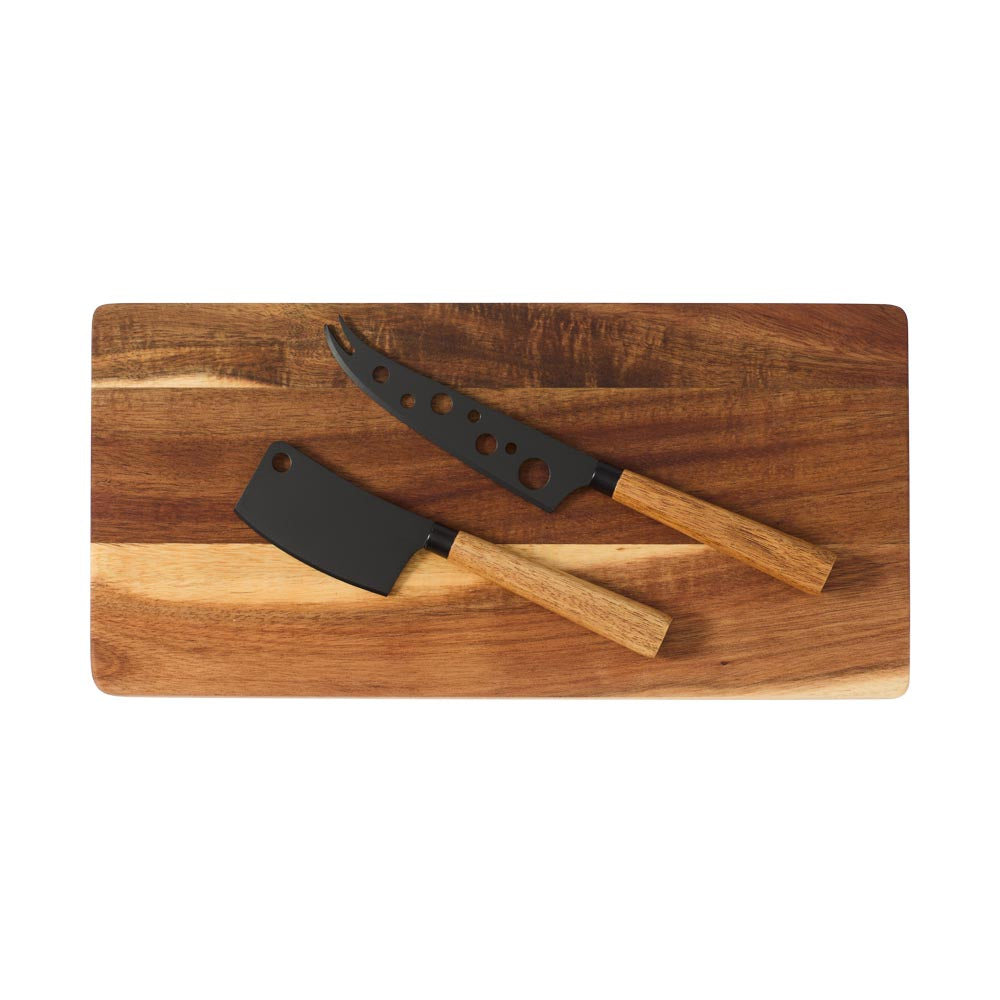 Alex Liddy Slate & Co Acacia Serving Board with Set of 2 Cheese Knives - Robins Kitchen
