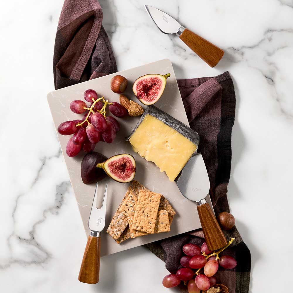 Marble Serving Board with 3 Cheese Knives and charcuterie - Robins Kitchen