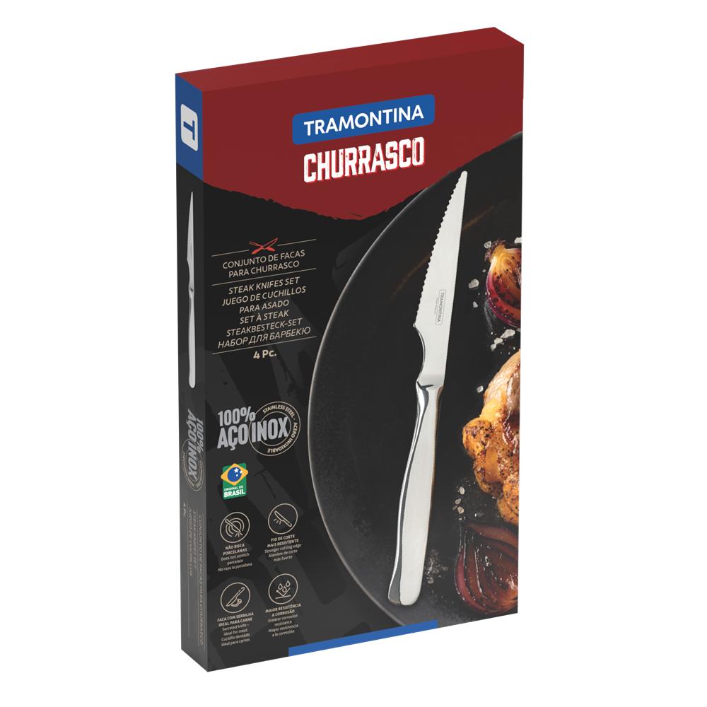 Tramontina Churrasco 4 Piece Steak Knife Set Stainless Steel