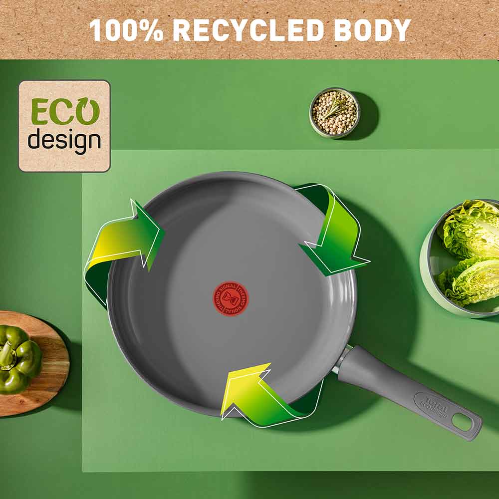 Tefal Revive Ceramic Induction Non-Stick Frypan recycled body infographic at Robins Kitchen