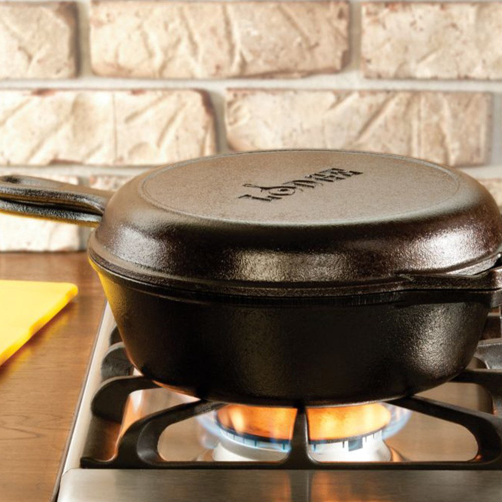 Lodge Logic Quart Cast Iron Combo Cooker with Helper Handle 3L