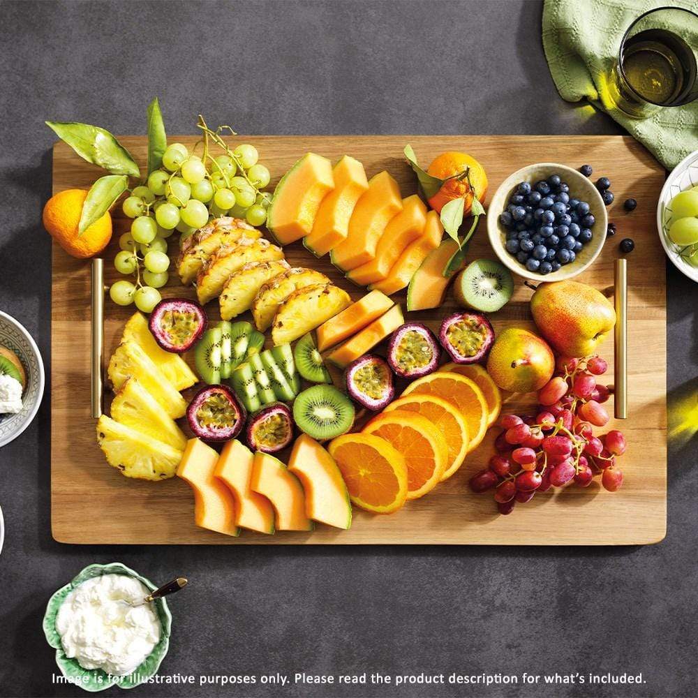 Alex Liddy Acacia Rectangular Wooden Serving Board with Handles 60x40cm at Robins Kitchen