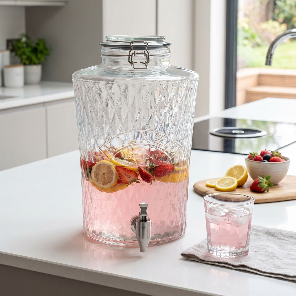 Kilner Clip Top Diamond Dispenser With Pull Tap 8L
