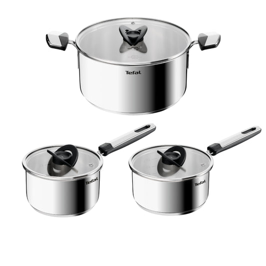 Tefal Emotion+ Induction Stainless Steel Uncoated 3 Piece Pot Set