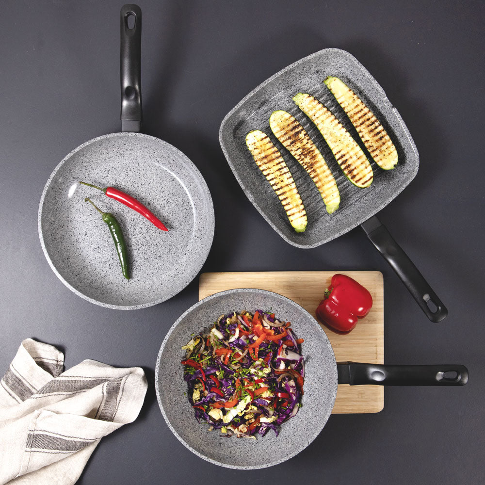 Baccarat STONEX2 Ceramic Non Stick Grill, Fry & Wok Tri Pack 28cm