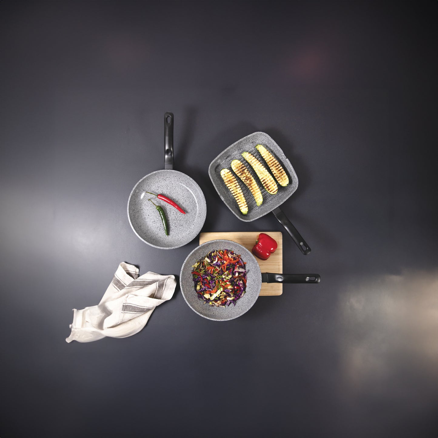 Baccarat STONEX2 Ceramic Non Stick Grill, Fry & Wok Tri Pack 28cm