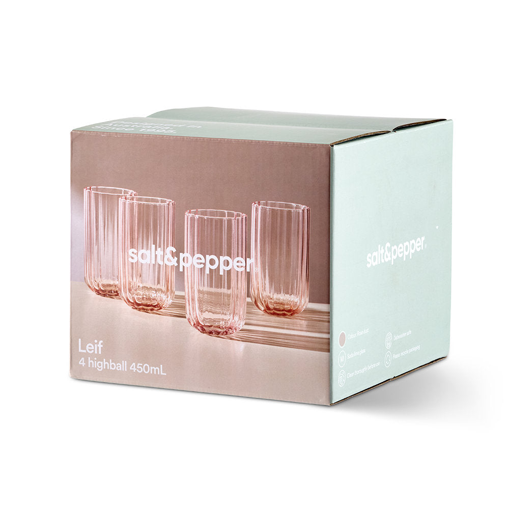 Salt & Pepper Leif Highball Glasses 450ml Set of 4