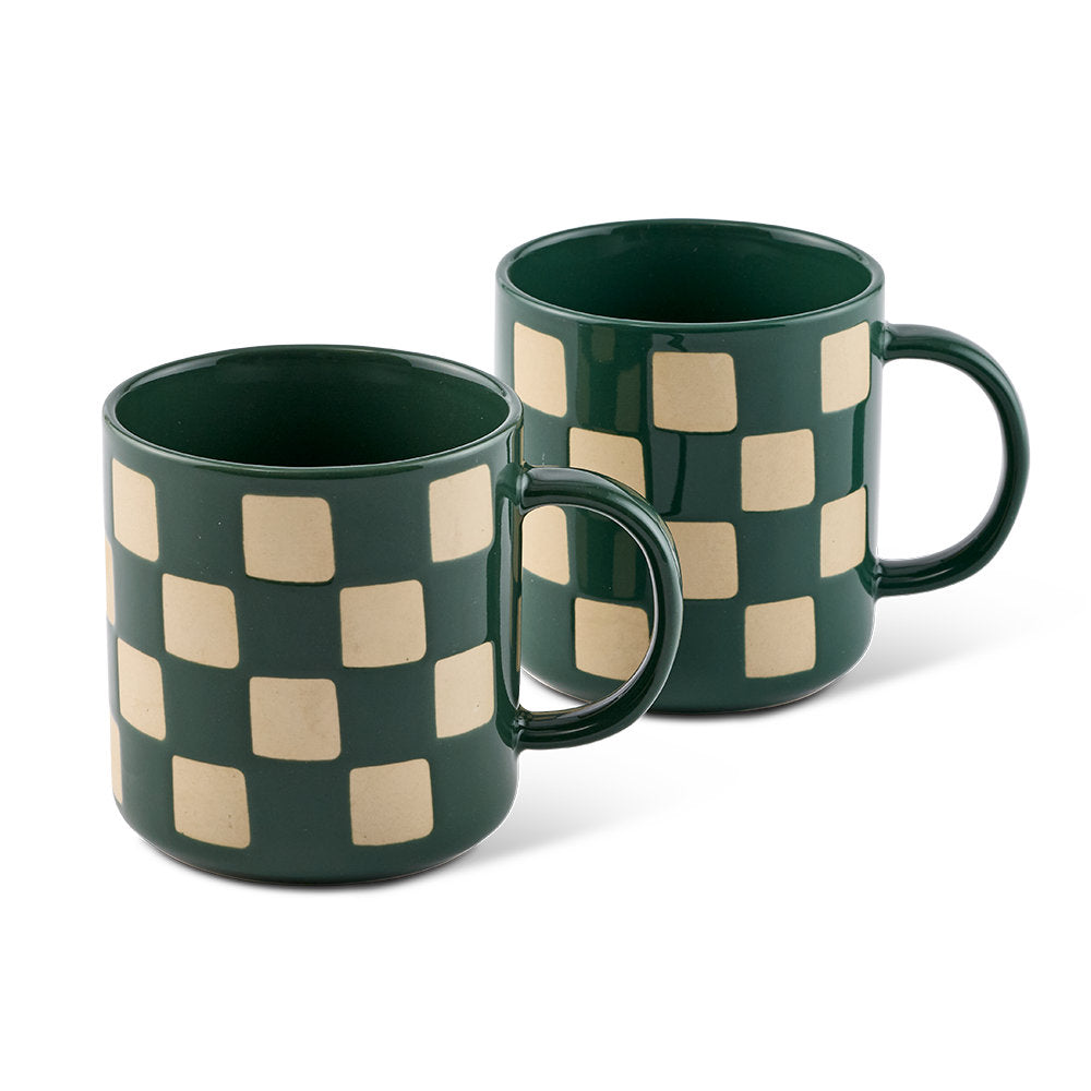 Salt & Pepper Check Mug 400ml Set of 2