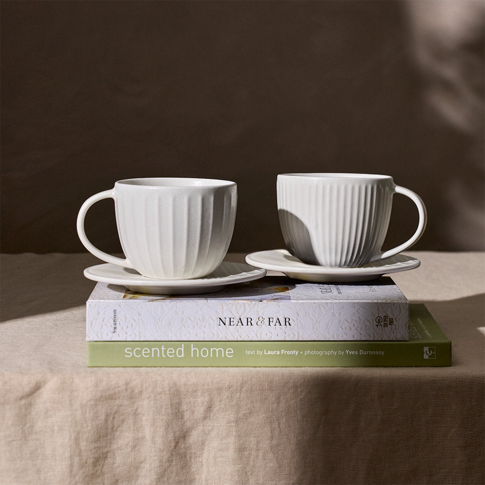 Salt & Pepper Blake Teacup & Saucer 400ml Set of 2