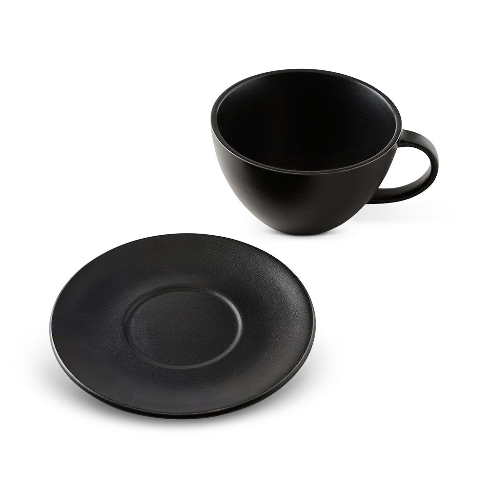 Salt & Pepper Riley Teacups & Saucers 360mL - Set of 4