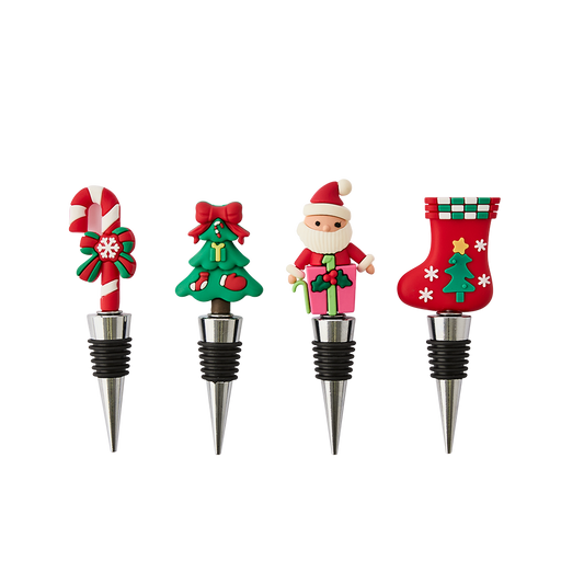 Ambrosia Santas Workshop Set Of 4 Wine Stoppers