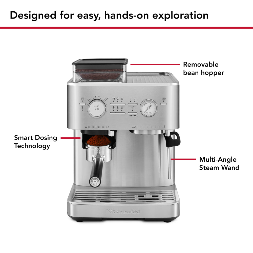 KitchenAid Semi Automatic Espresso Machine With Burr Grinder Stainless Steel