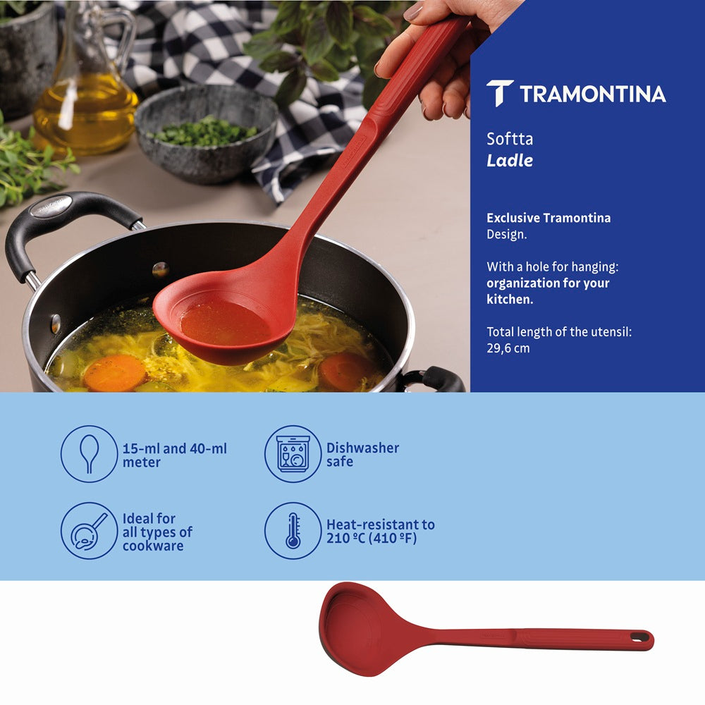Tramontina Soffta Measure & Serving Ladle Red