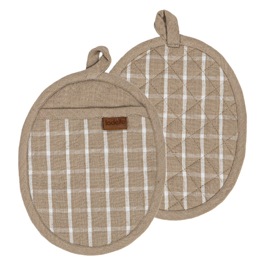 Ladelle Hemingway Taupe Set Of 2 Pot Holders