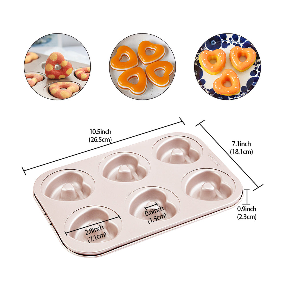 Chefmade 6 Cup Donut Heart Pan