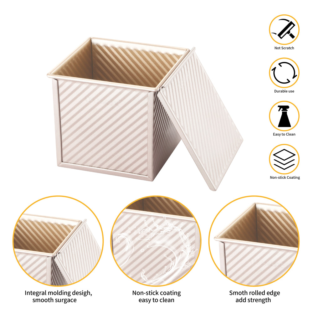 Chefmade Corrugated Square Loaf Pan With Cover 450g