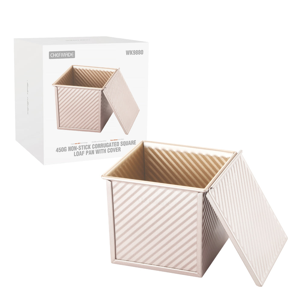 Chefmade Corrugated Square Loaf Pan With Cover 450g