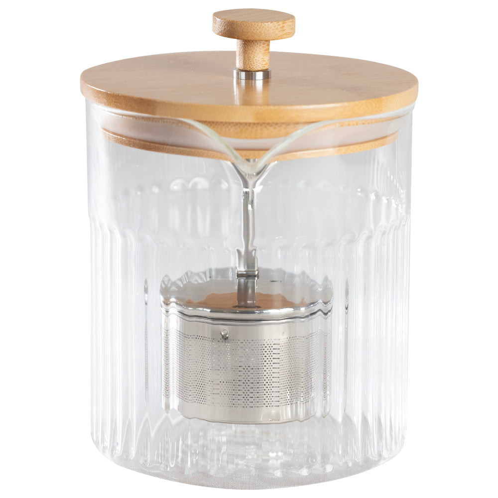 Euroline Glass Tea Pot with Infuser & Bamboo Lid 1L