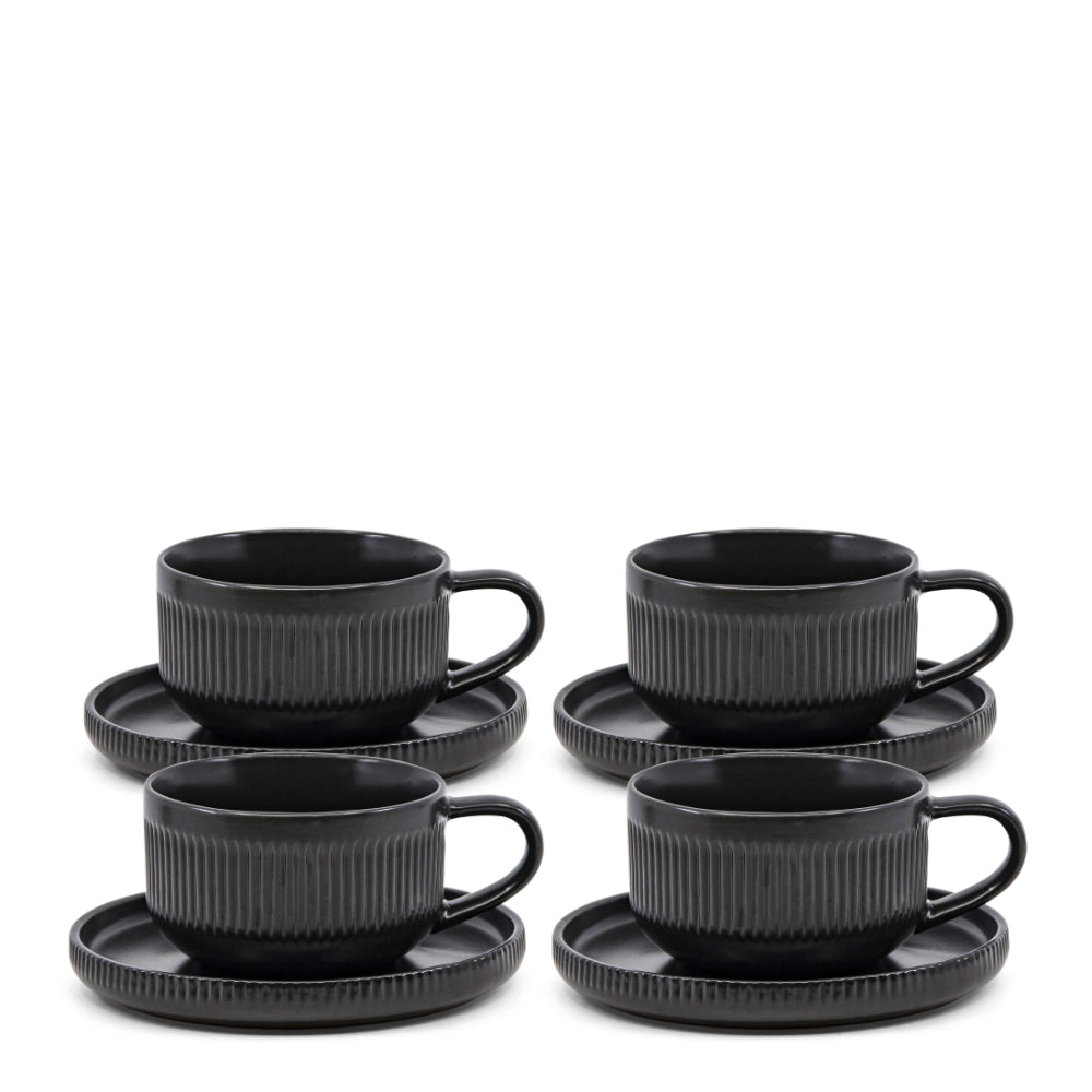 Salt & Pepper Brae Tea Cups & Saucers 290mL - Set of 4