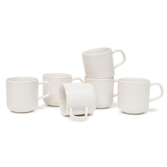 Salt & Pepper Barista Embossed Mug 300mL - Set of 6