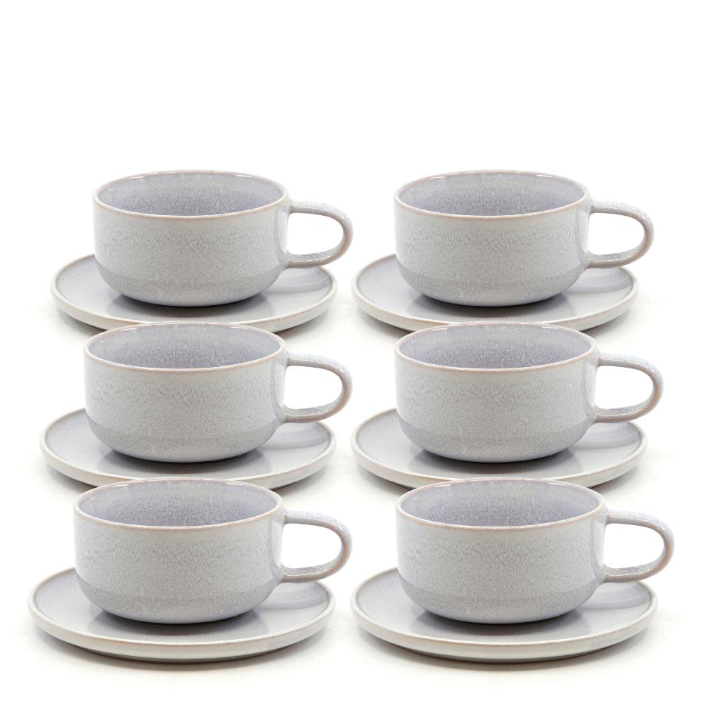Salt & Pepper Relic Tea Cups & Saucers 260mL - Set of 6