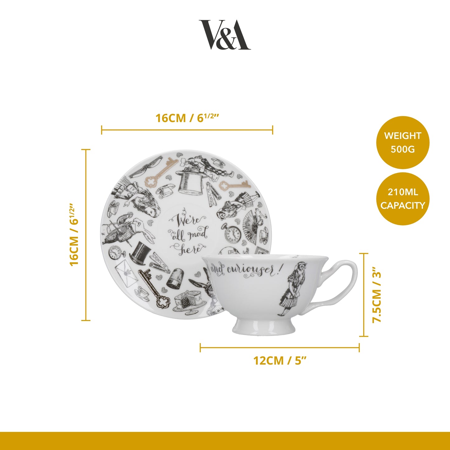 Mikasa x V&A Alice In Wonderland Cup & Saucer 210ml