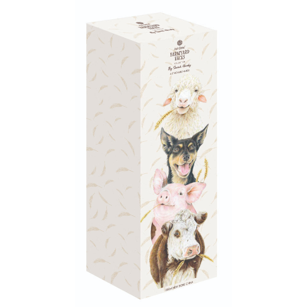 Ashdene Farmyard Faces Set Of 4 Stackable Mugs