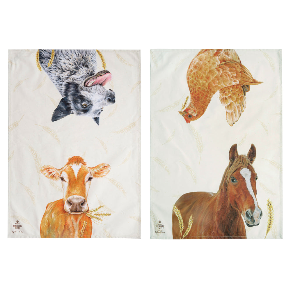 Ashdene Farmyard Faces 2 Set Of 2 Kitchen Towels