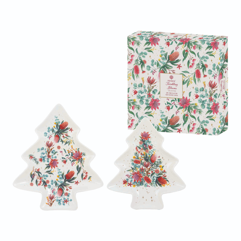 Ashdene Twinkling Blooms 2 Piece Tree Platter