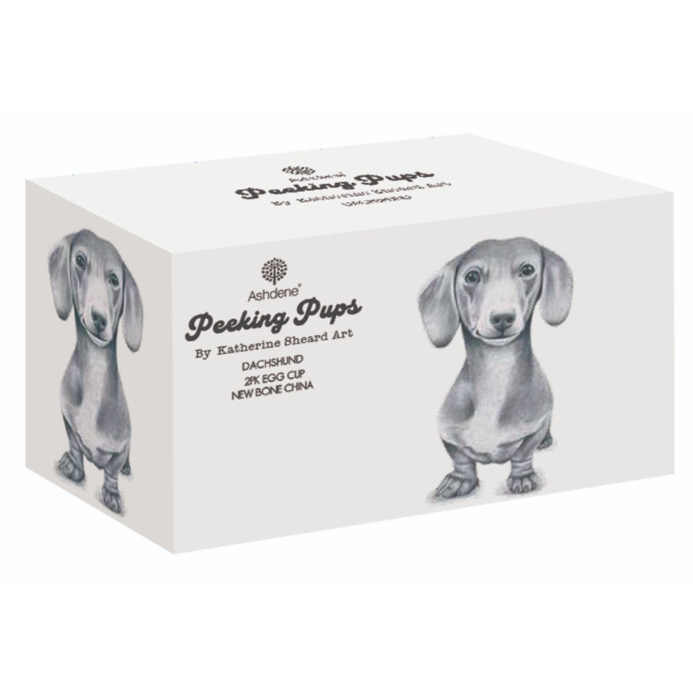 Ashdene Peeking Pups Dachshund Set of 2 Egg Cups