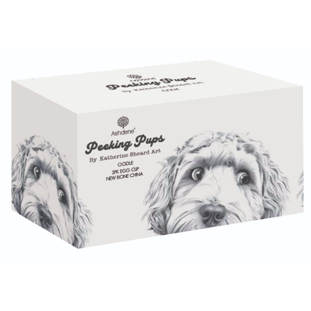 Ashdene Peeking Pups Oodle Set of 2 Egg Cups