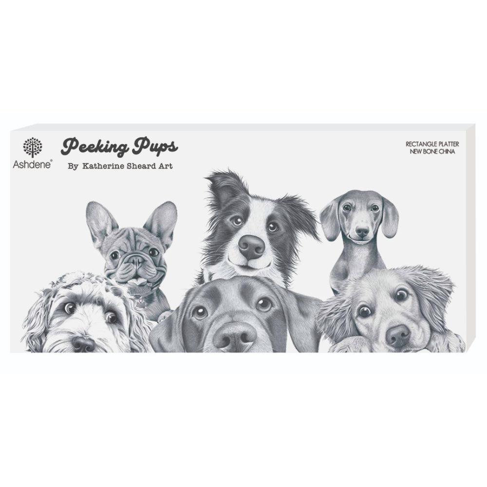Ashdene Peeking Pups Rectangle Platter